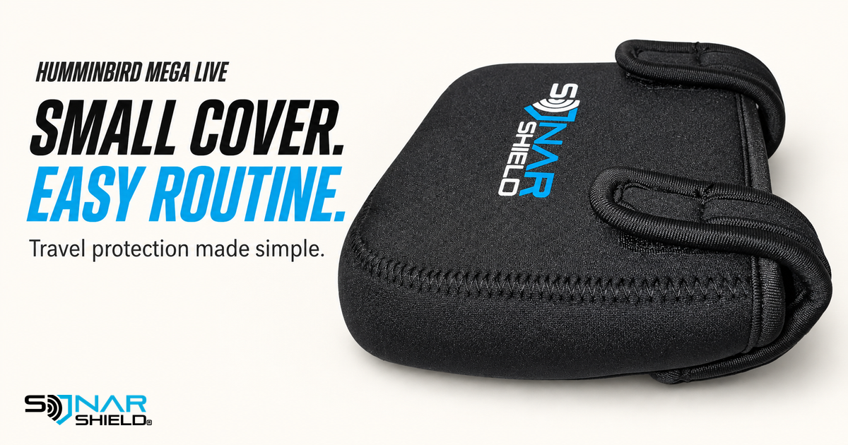 Black Sonar Shield neoprene MEGA Live cover on a light background with Small Cover Easy Routine headline
