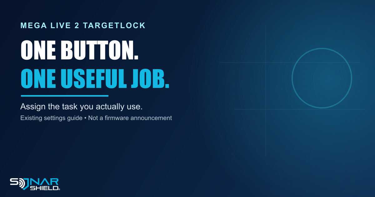 Original editorial TargetLock button guide graphic reading One Button One Useful Job; not a device interface